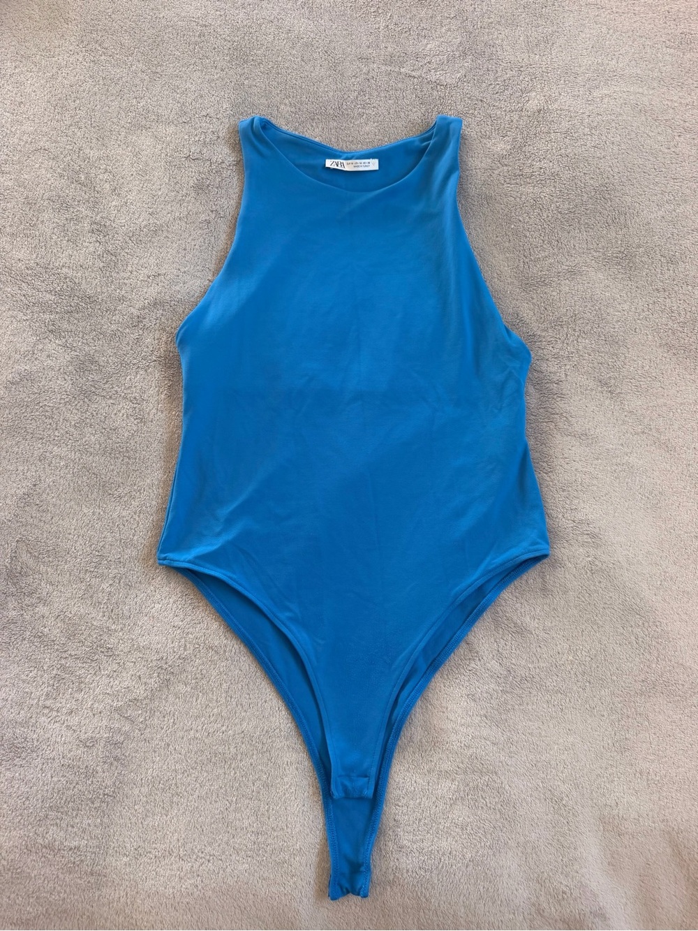 Zara Womems Blue One-Piece Bodysuit Top Size M